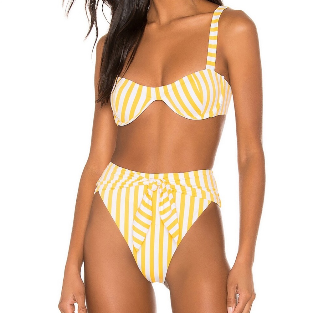 WeWoreWhat Sorrento Swim TOP ONLY XS in Cabana Stripe Citrus